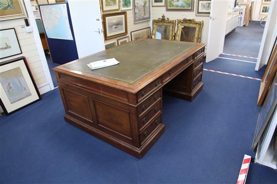 A Victorian mahogany partners pedestal desk, 6ft x 4ft